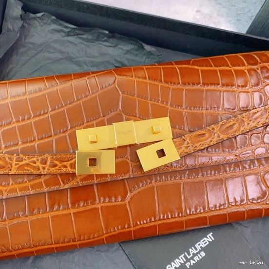 Repladies REP YSL CROCODILE-EMBOSSED MANHATTAN CLUTCH IN LEATHER 0712